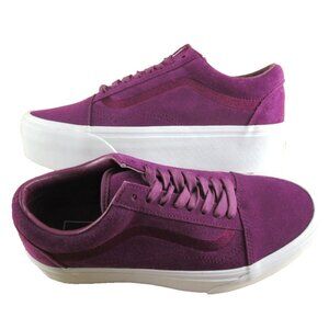 Vans Women's Old Skool Stackform Mono Embroidery Dark Purple Suede Shoes Size 8